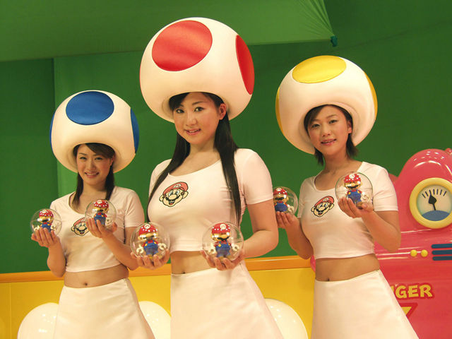 toad, red toad, yellow toad, and blue toad (mario)