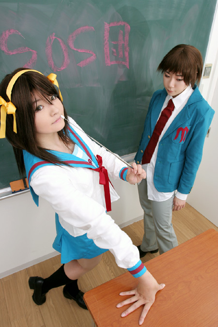 suzumiya haruhi and kyon (suzumiya haruhi no yuuutsu) by mizuhara_arisa