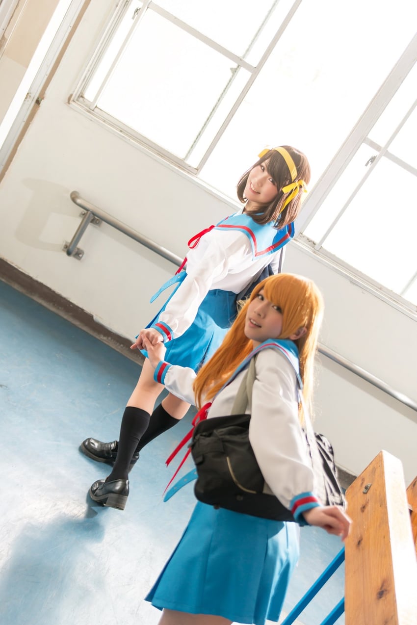 suzumiya haruhi and asahina mikuru (suzumiya haruhi no yuuutsu) by ymnnkn_okura