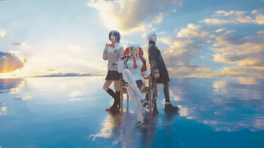 kaneki ken, kirishima touka, and mo ruolin (tokyo ghoul and 1 more) by banbanko, takomayuyi, and yami_(chanbaekkailu1)