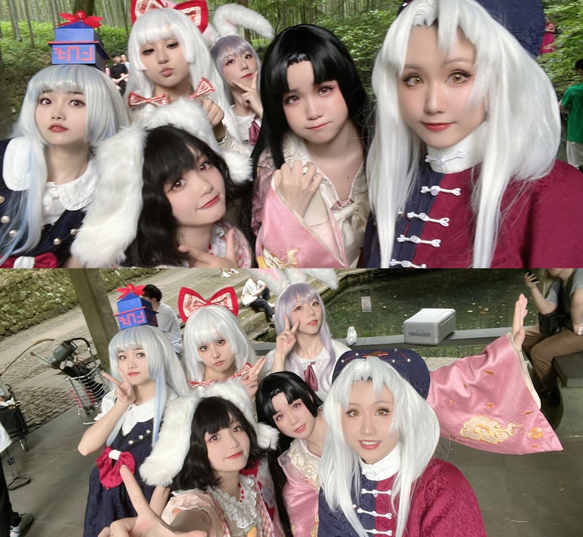 reisen udongein inaba, houraisan kaguya, and yagokoro eirin (touhou) by akua_cos and ysu2211