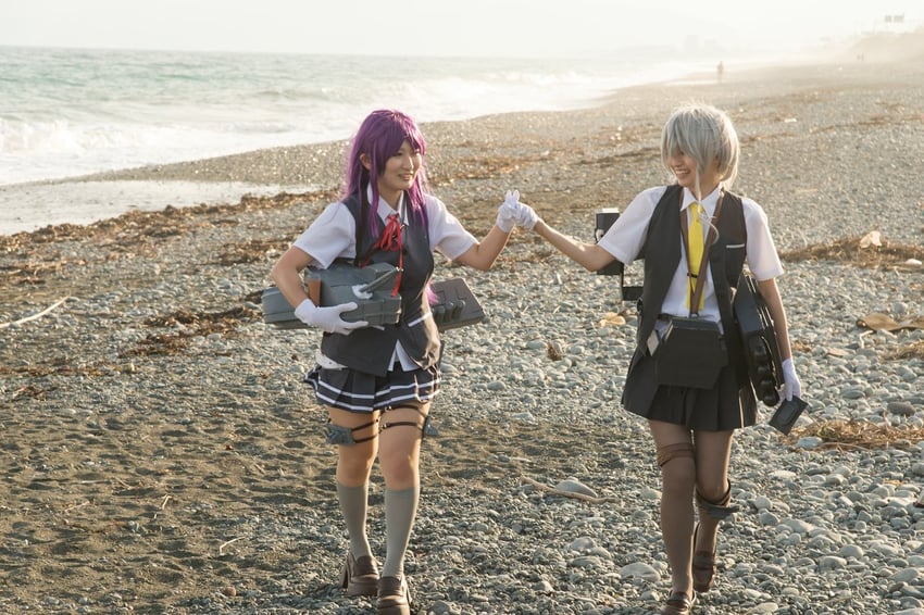 hagikaze and nowaki (kantai collection) by kciliegio, litonagi_(photographer), and suzuharuna