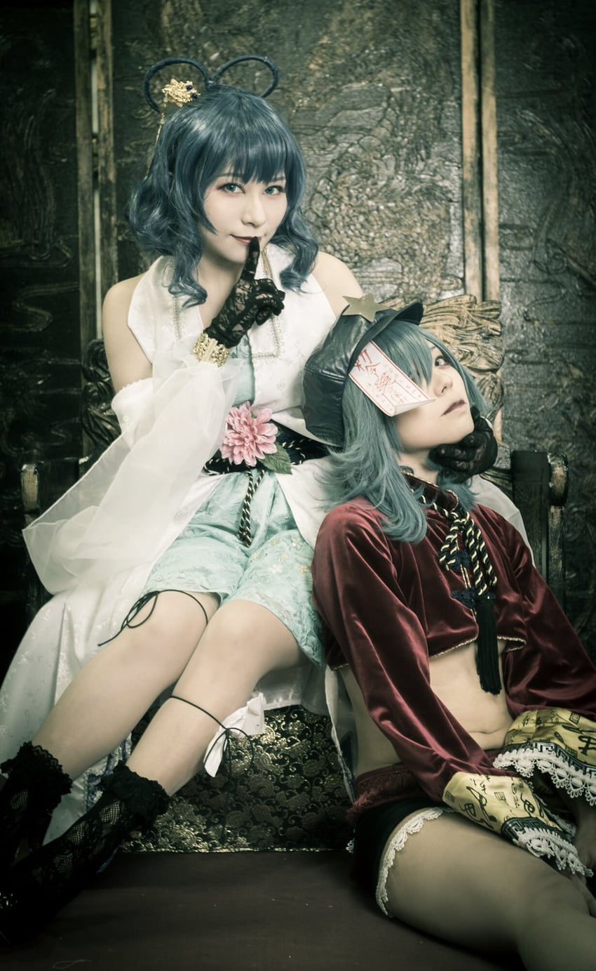 miyako yoshika and kaku seiga (touhou) by ginji_(sakaki_summer), toritorimochi_xx, and uzu_(xxuzu97xx)