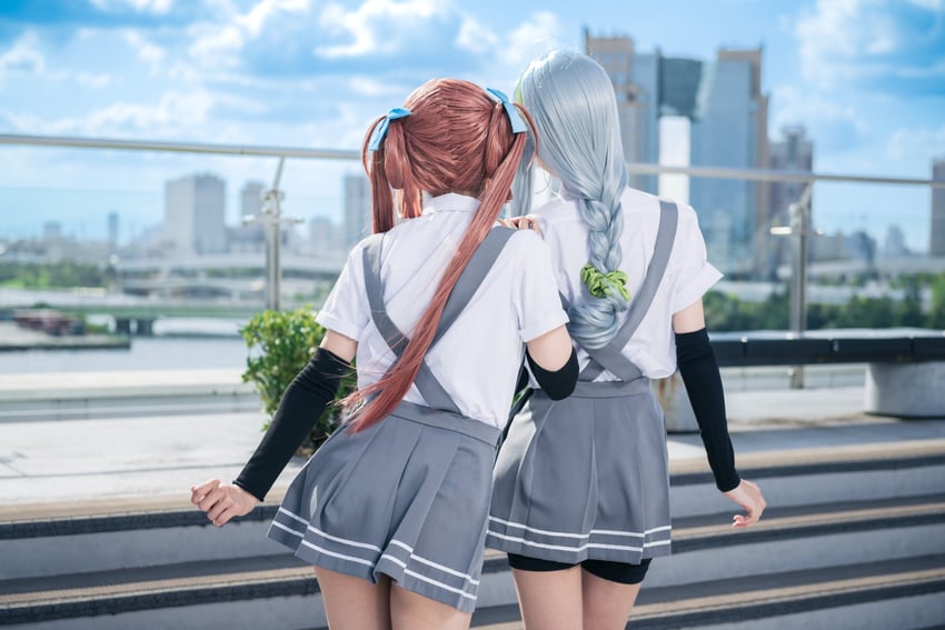 yamagumo and asagumo (kantai collection) by litonagi_(photographer), tochi_pikonome, and tohko