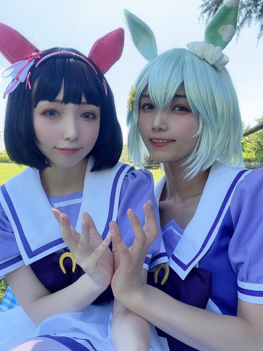 nishino flower and seiun sky (umamusume) by ko_keshi_girl, litonagi_(photographer), and tochi_pikonome