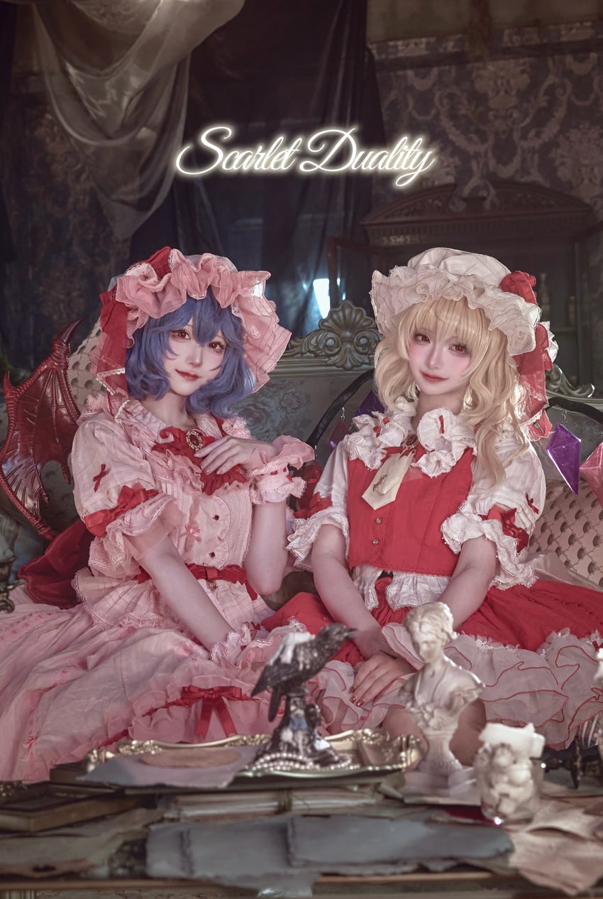 flandre scarlet and remilia scarlet (touhou) by dekanochan and nonbiricos