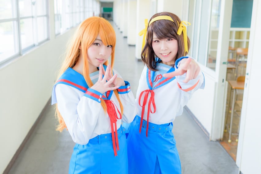 suzumiya haruhi and asahina mikuru (suzumiya haruhi no yuuutsu) by oohisa and ymnnkn_okura