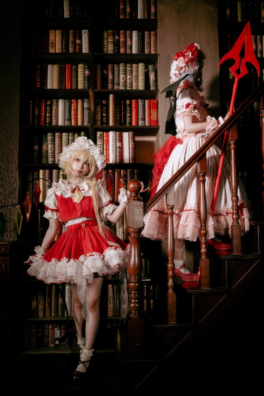 flandre scarlet and remilia scarlet (touhou) by chitandaneko, erokochiba, and moukuda_wgj