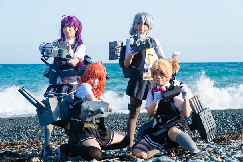 hagikaze, nowaki, maikaze, and arashi (kantai collection) by kana_(o_kana614), kciliegio, litonagi_(photographer), suzuharuna, and tooboe