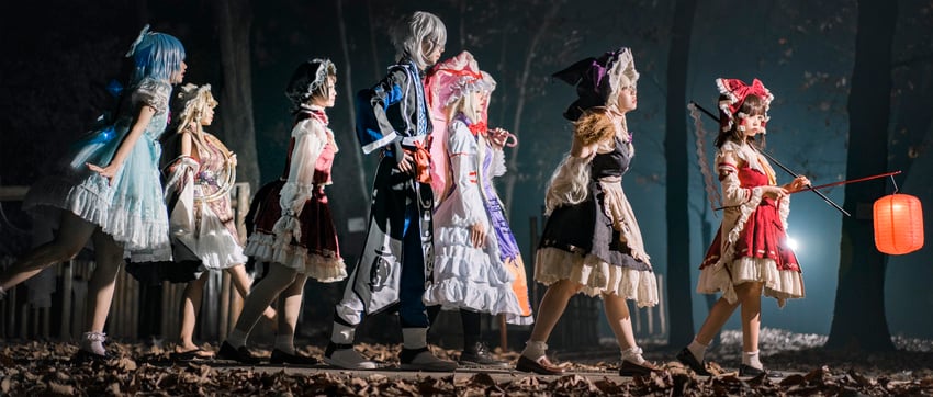 hakurei reimu, kirisame marisa, yakumo yukari, cirno, moriya suwako, and 2 more (touhou) by sasa_fltw