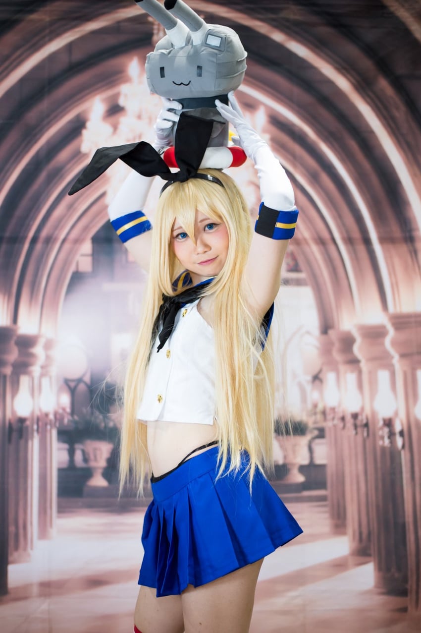 shimakaze and rensouhou-chan (kantai collection) by litonagi_(photographer)