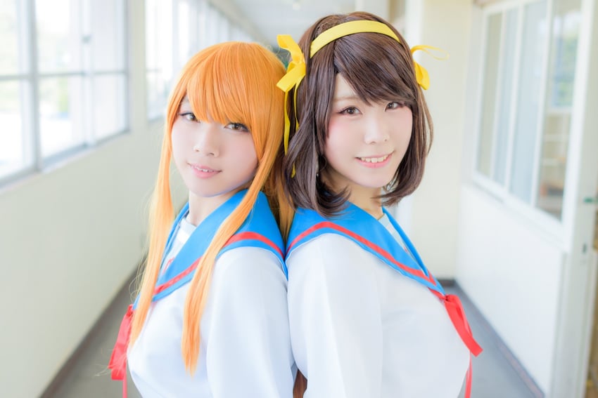 suzumiya haruhi and asahina mikuru (suzumiya haruhi no yuuutsu) by oohisa and ymnnkn_okura