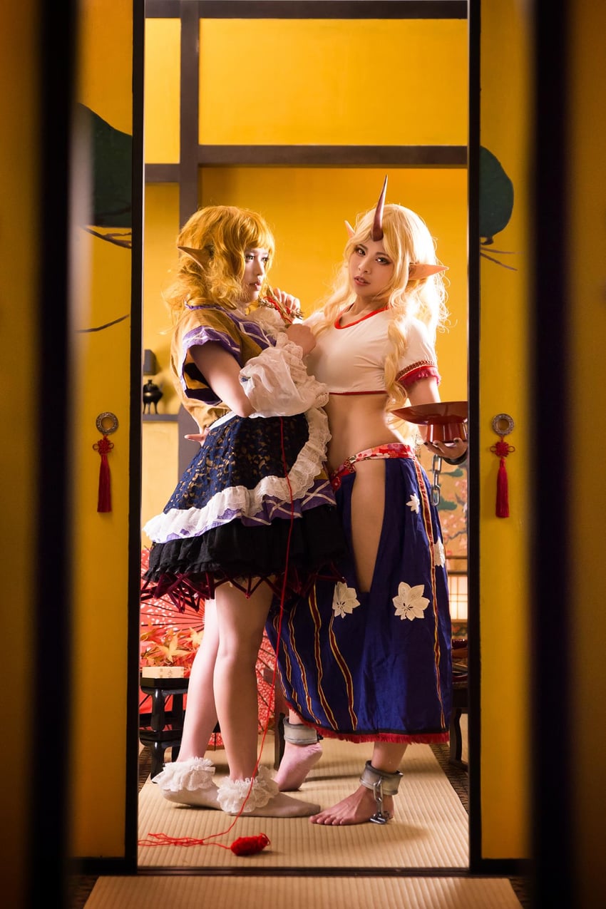 hoshiguma yuugi and mizuhashi parsee (touhou) by decocosplay, miskawu_(photographer), and willow_aiko