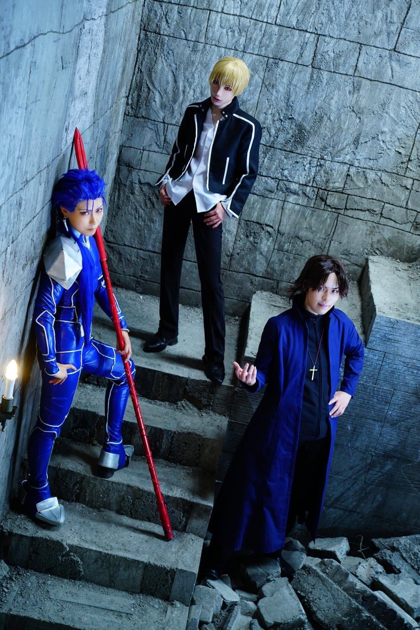 cu chulainn, gilgamesh, and kotomine kirei (fate and 1 more) by mnj_(chikujyo), noshinoxxx, and yakiyakou