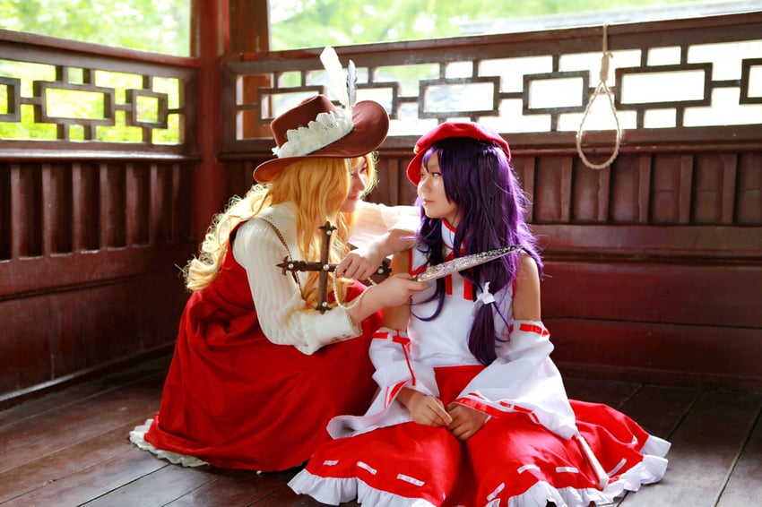 jacket girl and label girl (touhou and 1 more) by organastella