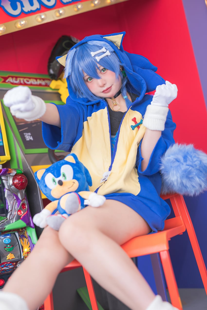 inugami korone and sonic the hedgehog (hololive and 1 more) by 41futon