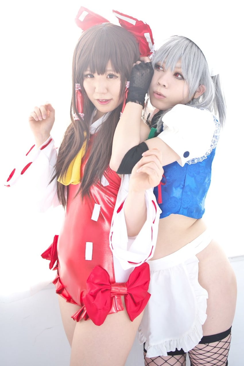 hakurei reimu and izayoi sakuya (touhou and 1 more) by franxxxmelty, hotaru_ruduki, and jerom5121_(photographer)
