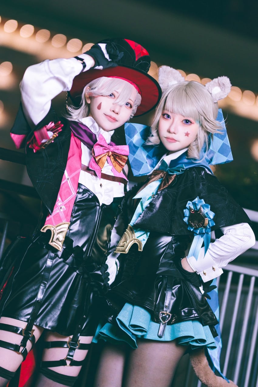 lyney and lynette (genshin impact) by toroketa_cheese and yuyu_(y01_xo7)