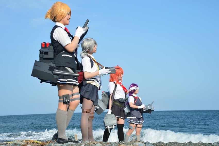 hagikaze, nowaki, maikaze, and arashi (kantai collection) by kana_(o_kana614), kciliegio, litonagi_(photographer), suzuharuna, and tooboe