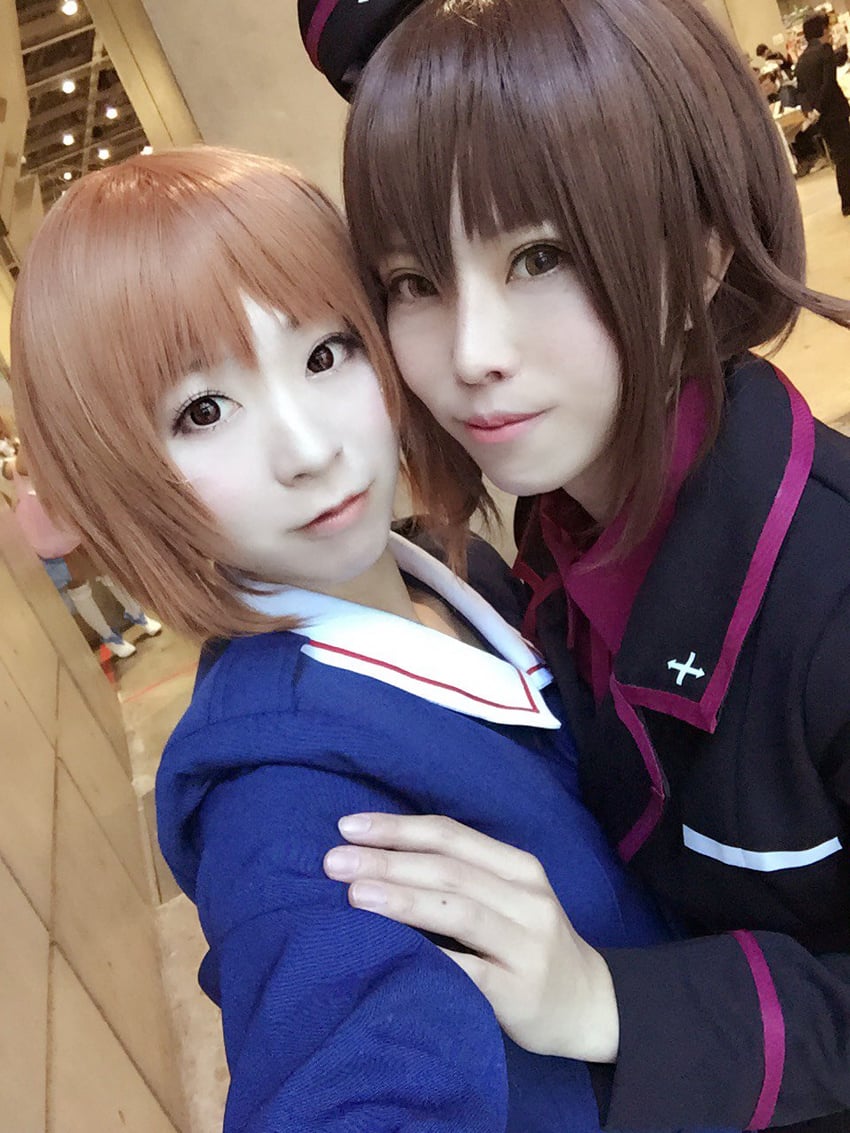 nishizumi maho and nishizumi miho (girls und panzer) by girasol6971, litonagi_(photographer), and marie_morinaga3