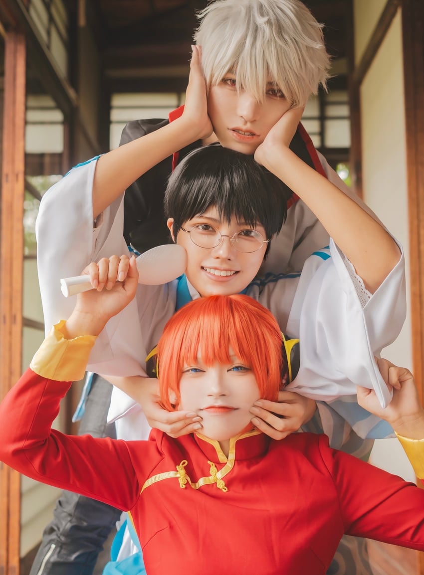 kagura, sakata gintoki, and shimura shinpachi (gintama) by aburanaka_tane, emoemocos, and yusura_uni