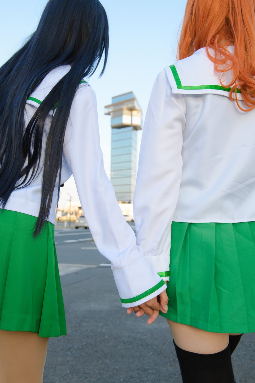 takebe saori and isuzu hana (girls und panzer) by litonagi_(photographer) and tochi_pikonome