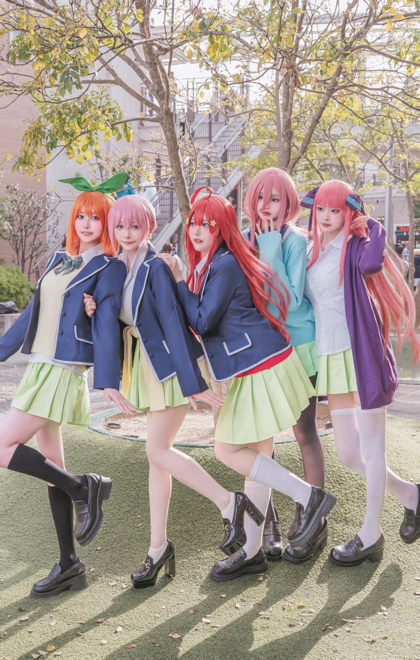 nakano itsuki, nakano ichika, nakano yotsuba, nakano nino, and nakano miku (go-toubun no hanayome) by dekomorio0, otakunekosan, sukiyaki_gohan, tukichanman, and usagisan_ne_jp