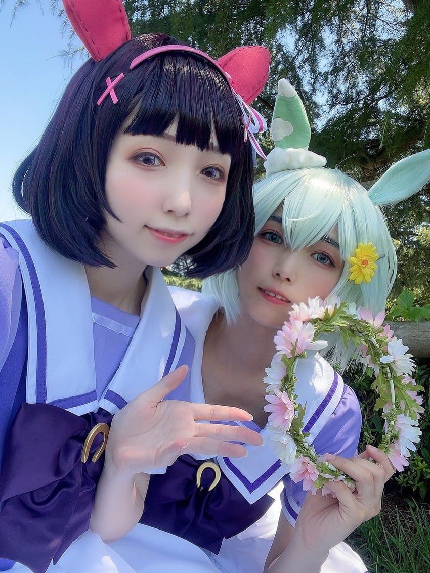 nishino flower and seiun sky (umamusume) by ko_keshi_girl, litonagi_(photographer), and tochi_pikonome