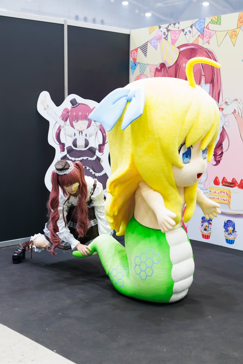 hanazono yurine and jashin-chan (jashin-chan dropkick) by tsukimi_tsukune