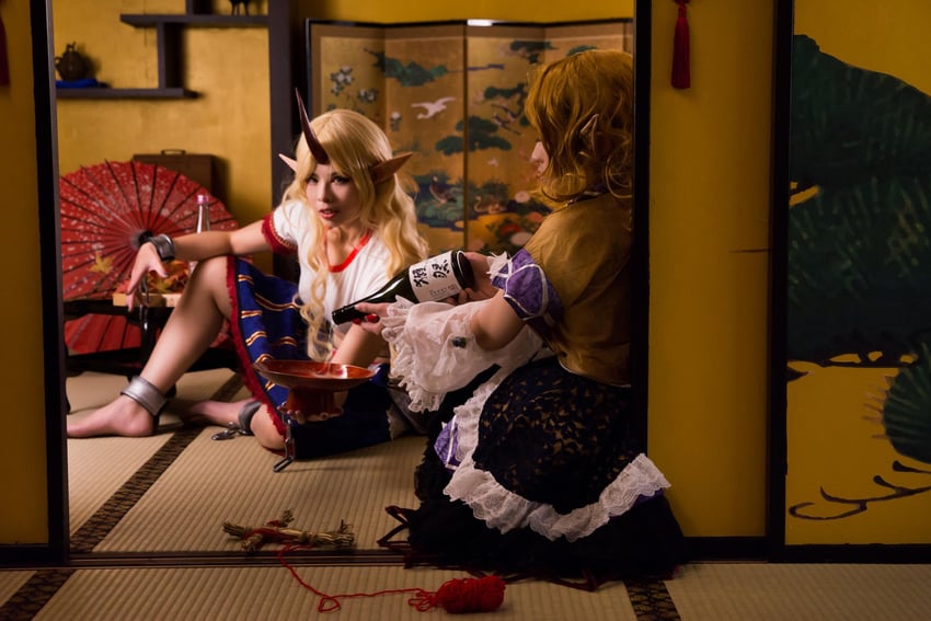 hoshiguma yuugi and mizuhashi parsee (touhou) by decocosplay, miskawu_(photographer), and willow_aiko