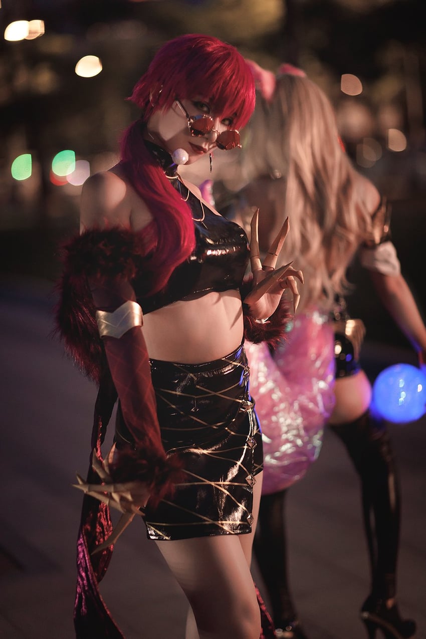 ahri, k/da ahri, k/da evelynn, and evelynn (league of legends) by sophia_kotokoyo