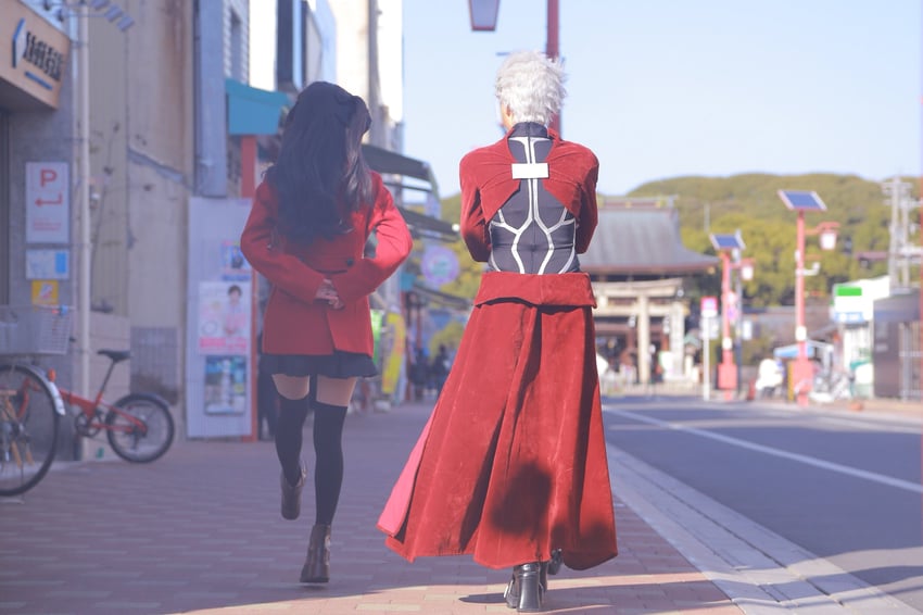 tohsaka rin and archer (fate and 1 more) by noshinoxxx and yakiyakou