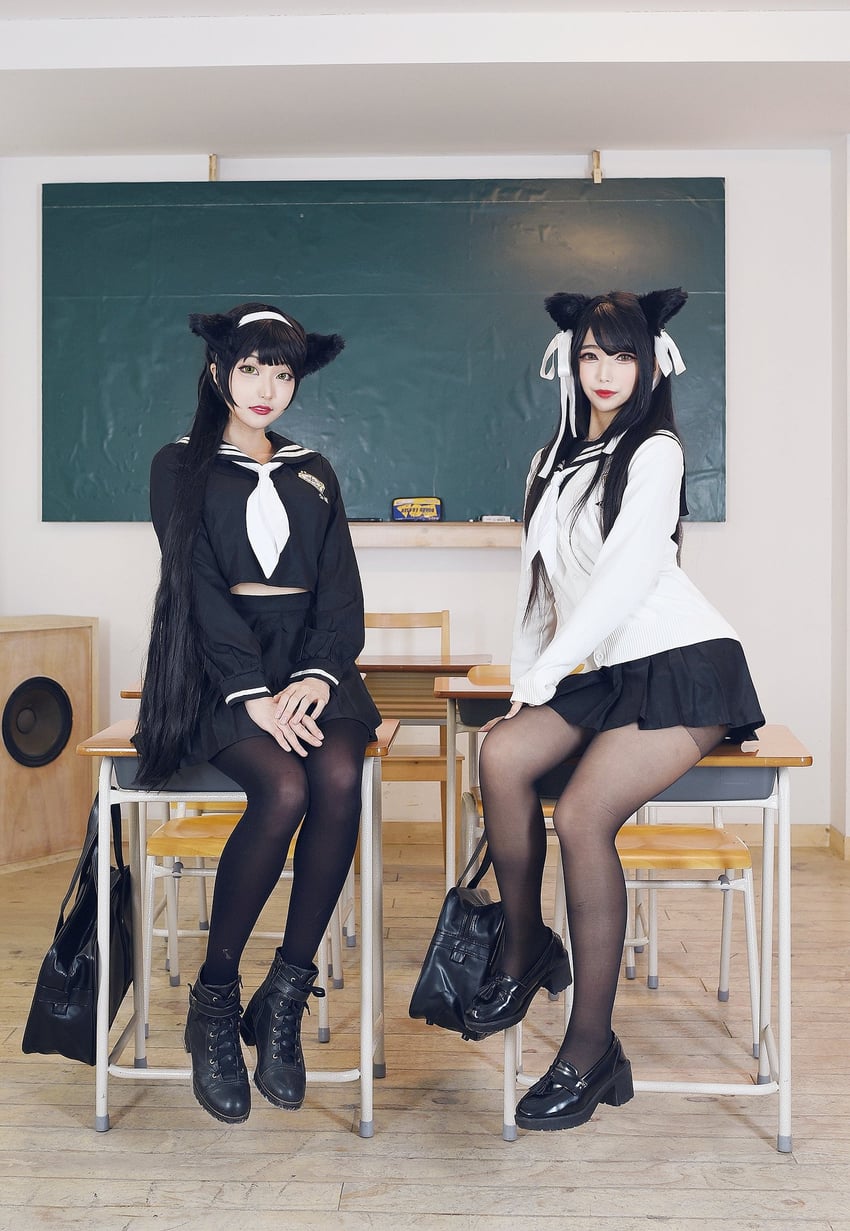 atago and takao (azur lane) by godseolhwa and solm_photo