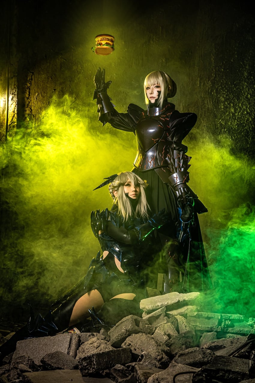 artoria pendragon and saber alter (fate and 3 more) by chitoneee and noshinoxxx