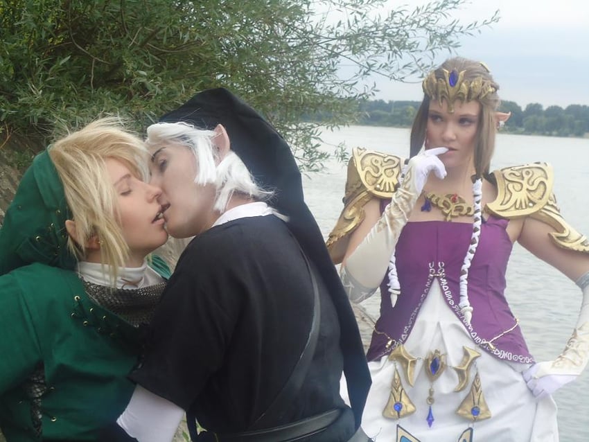 link, princess zelda, and dark link (the legend of zelda and 2 more)