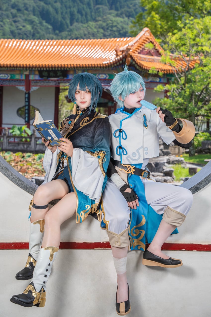 xingqiu and chongyun (genshin impact) by shota_de_4545