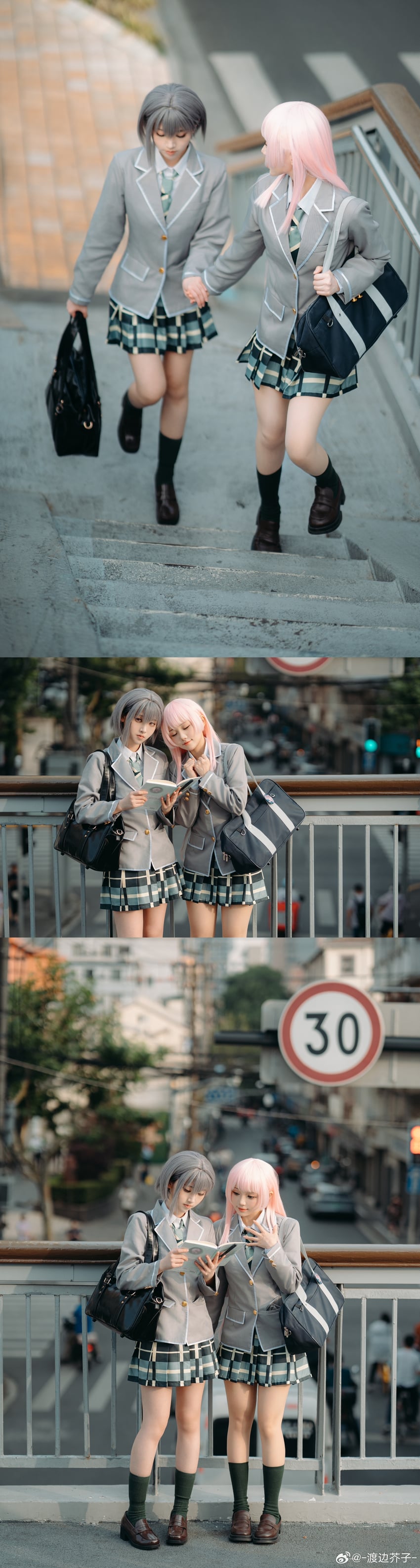 chihaya anon and takamatsu tomori (bang dream! and 1 more) by akutako46 and taigaxiu