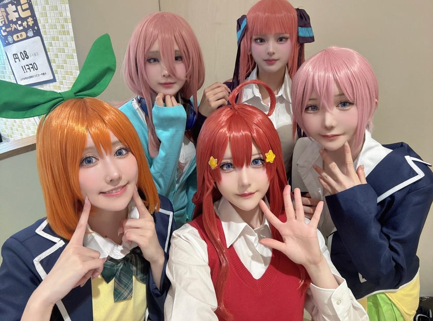 nakano itsuki, nakano ichika, nakano yotsuba, nakano nino, and nakano miku (go-toubun no hanayome) by dekomorio0, otakunekosan, sukiyaki_gohan, tukichanman, and usagisan_ne_jp