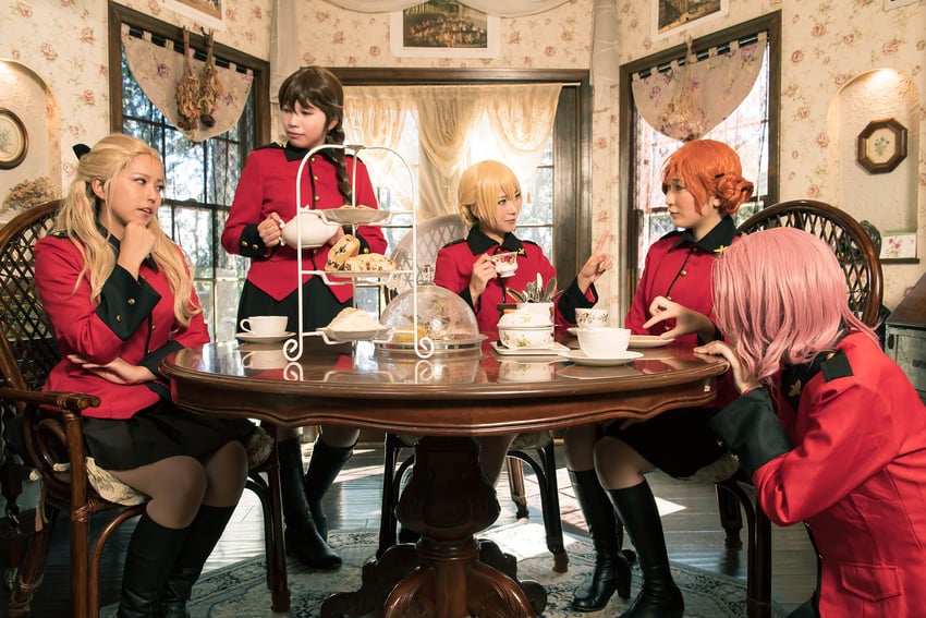 darjeeling, rosehip, orange pekoe, rukuriri, and assam (girls und panzer) by girasol6971, litonagi_(photographer), marie_morinaga3, pekimio, suzuharuna, and tooboe