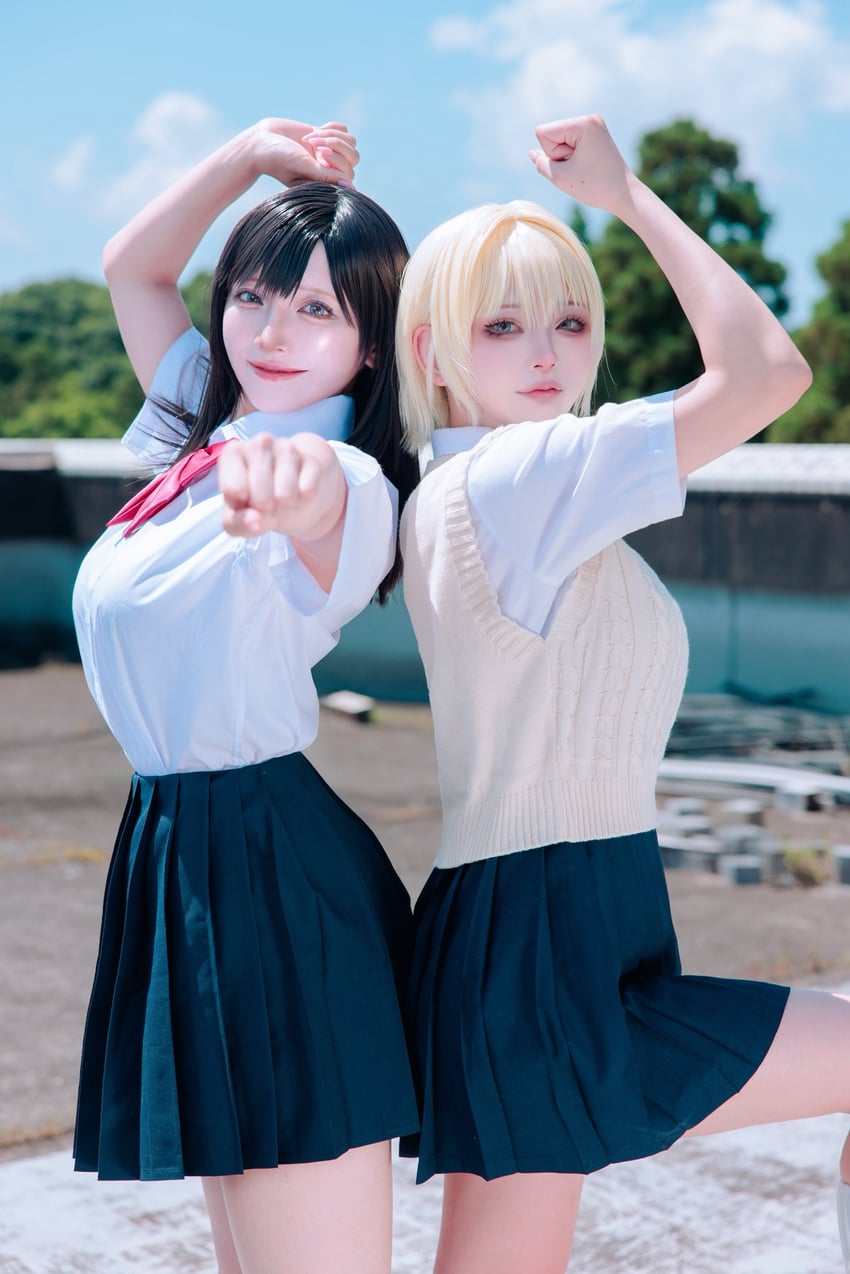 nishino tsukasa and toujou aya (ichigo 100 percent) by aoyanagi_cos and mochimugicos