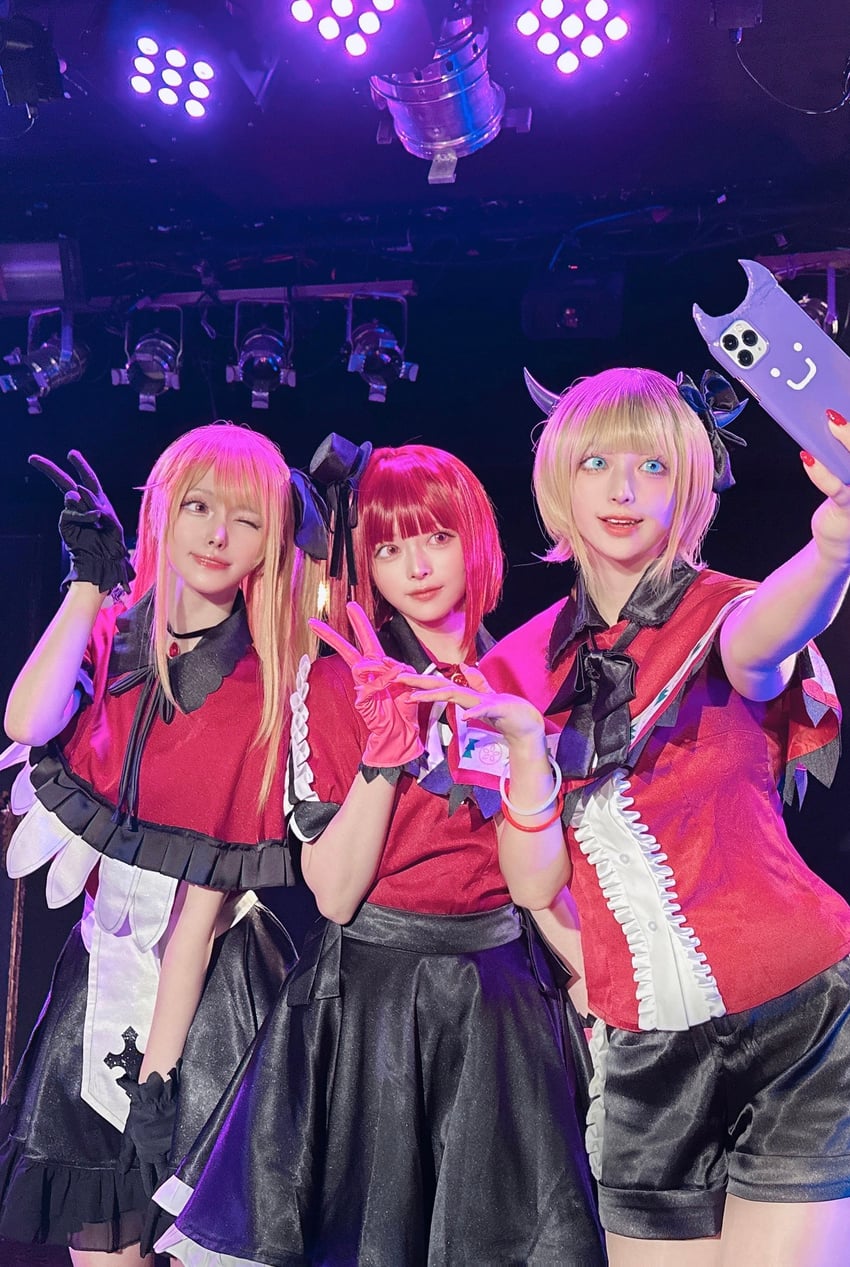 hoshino ruby, arima kana, and memcho (oshi no ko) by kayachanw1, lilyur1, and yumeyua0314