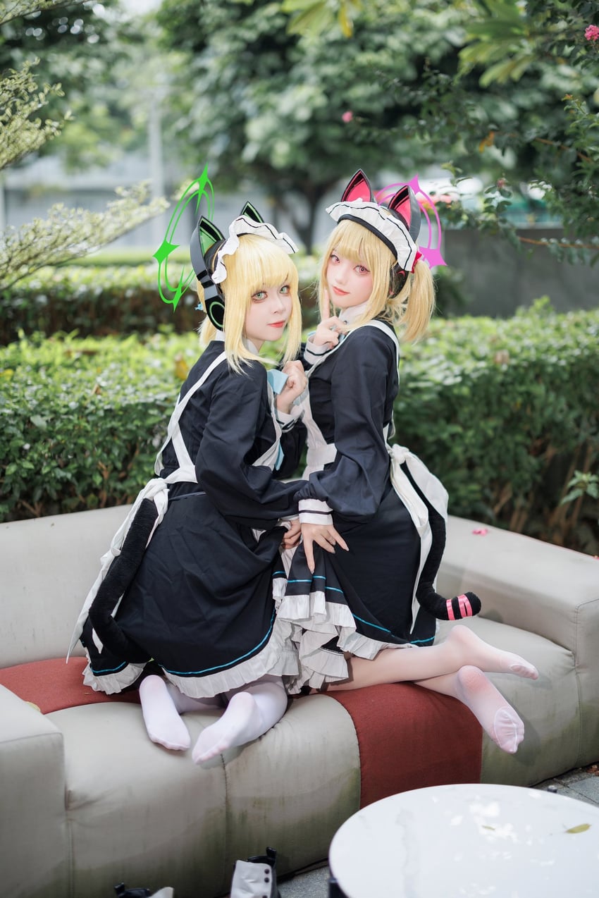 momoi and midori (blue archive) by misa_calli