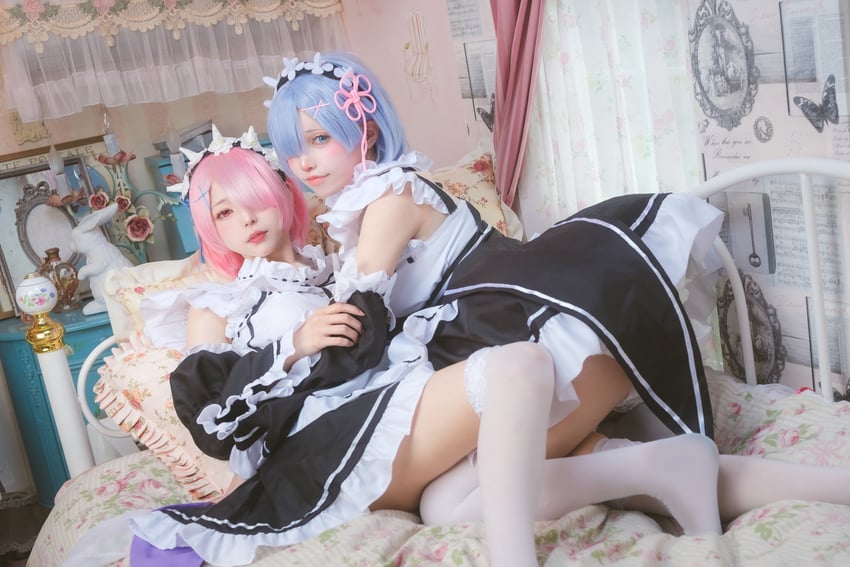 rem and ram (re:zero kara hajimeru isekai seikatsu) by echo_11 and magia_nyangorou