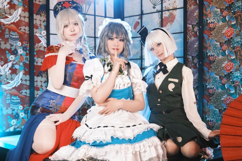 izayoi sakuya, konpaku youmu, and yagokoro eirin (touhou) by asagi_himari44, issa0lin5, kakinotaneumi, and shumai0102