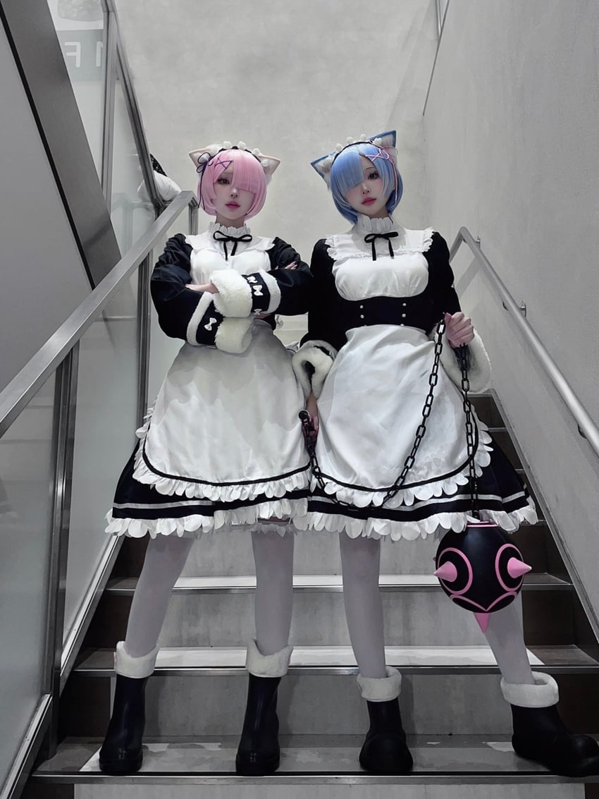 rem and ram (re:zero kara hajimeru isekai seikatsu) by otakunekosan and usagisan_ne_jp