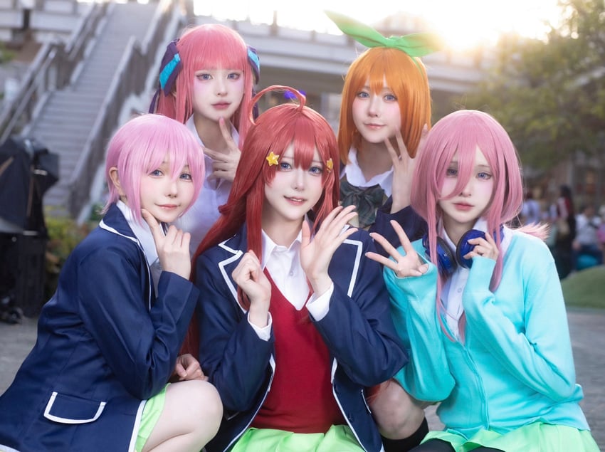 nakano itsuki, nakano ichika, nakano yotsuba, nakano nino, and nakano miku (go-toubun no hanayome) by dekomorio0, otakunekosan, sukiyaki_gohan, tukichanman, and usagisan_ne_jp