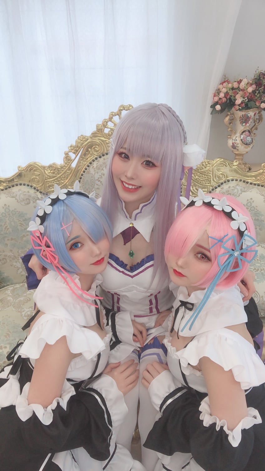 rem, ram, and emilia (re:zero kara hajimeru isekai seikatsu) by ymnnkn_okura