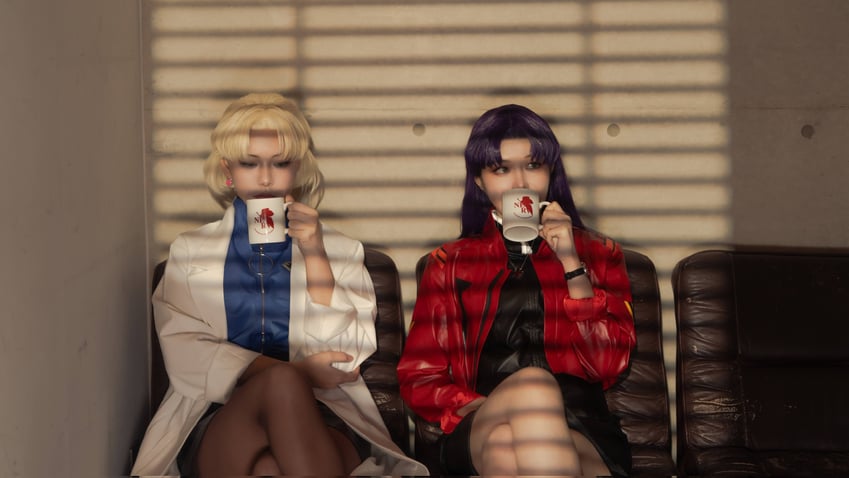 katsuragi misato and akagi ritsuko (neon genesis evangelion) by ahsyokuyoku and tatataishi11