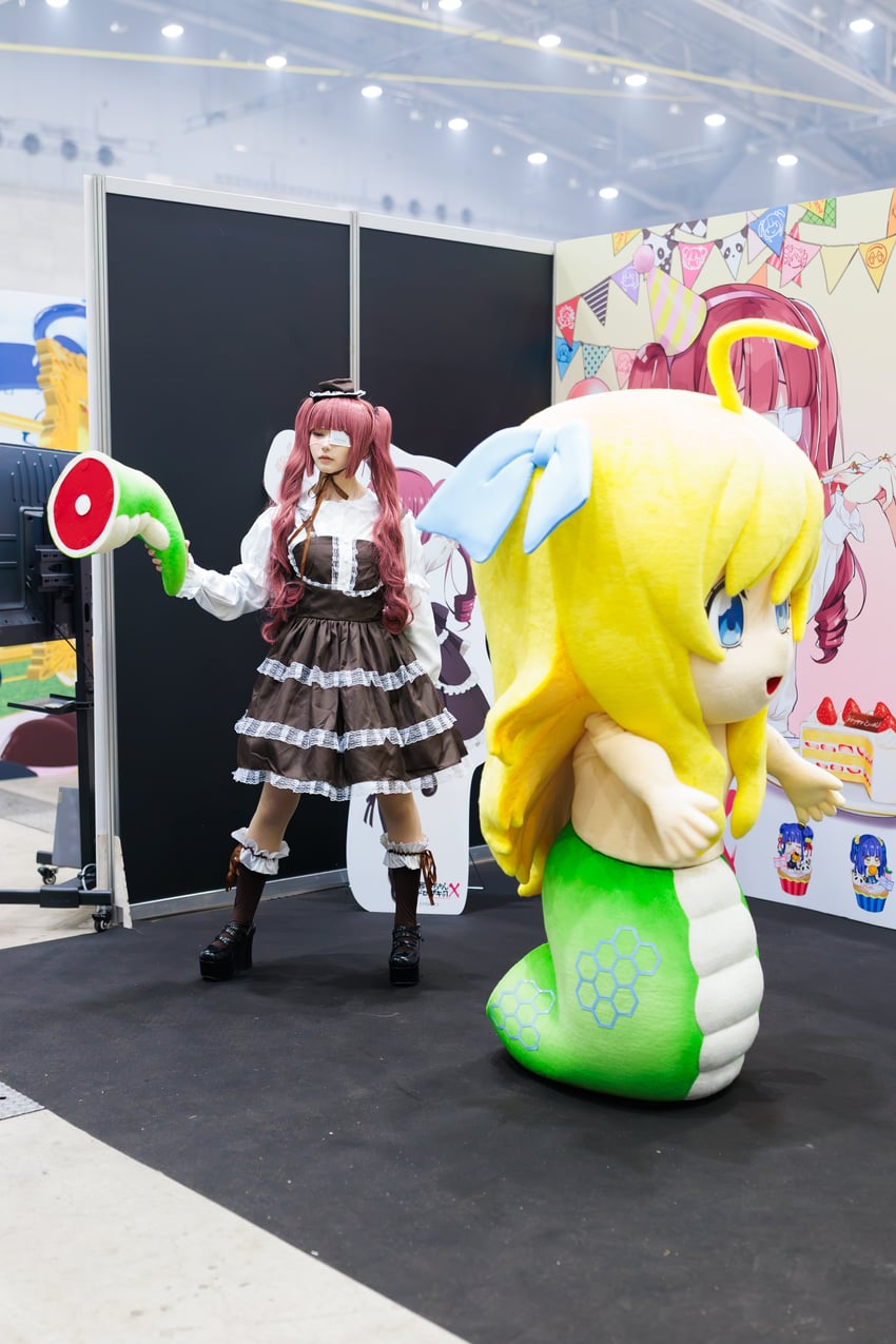 hanazono yurine and jashin-chan (jashin-chan dropkick) by tsukimi_tsukune