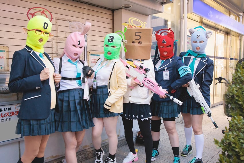 hoshino, shiroko, hifumi, nonomi, serika, and 2 more (blue archive)